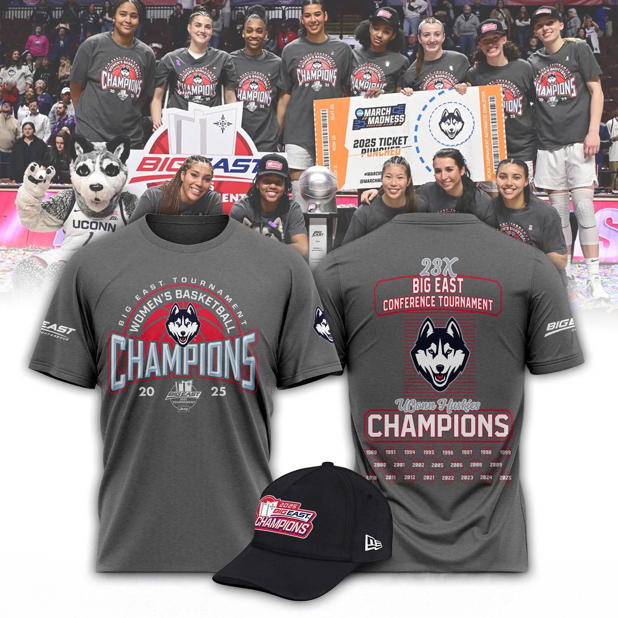 UConn Huskies 2025 BIG EAST Women's Basketball Conference Tournament Champions Shirt Fans Gift Oregontrailrvpk Shirt