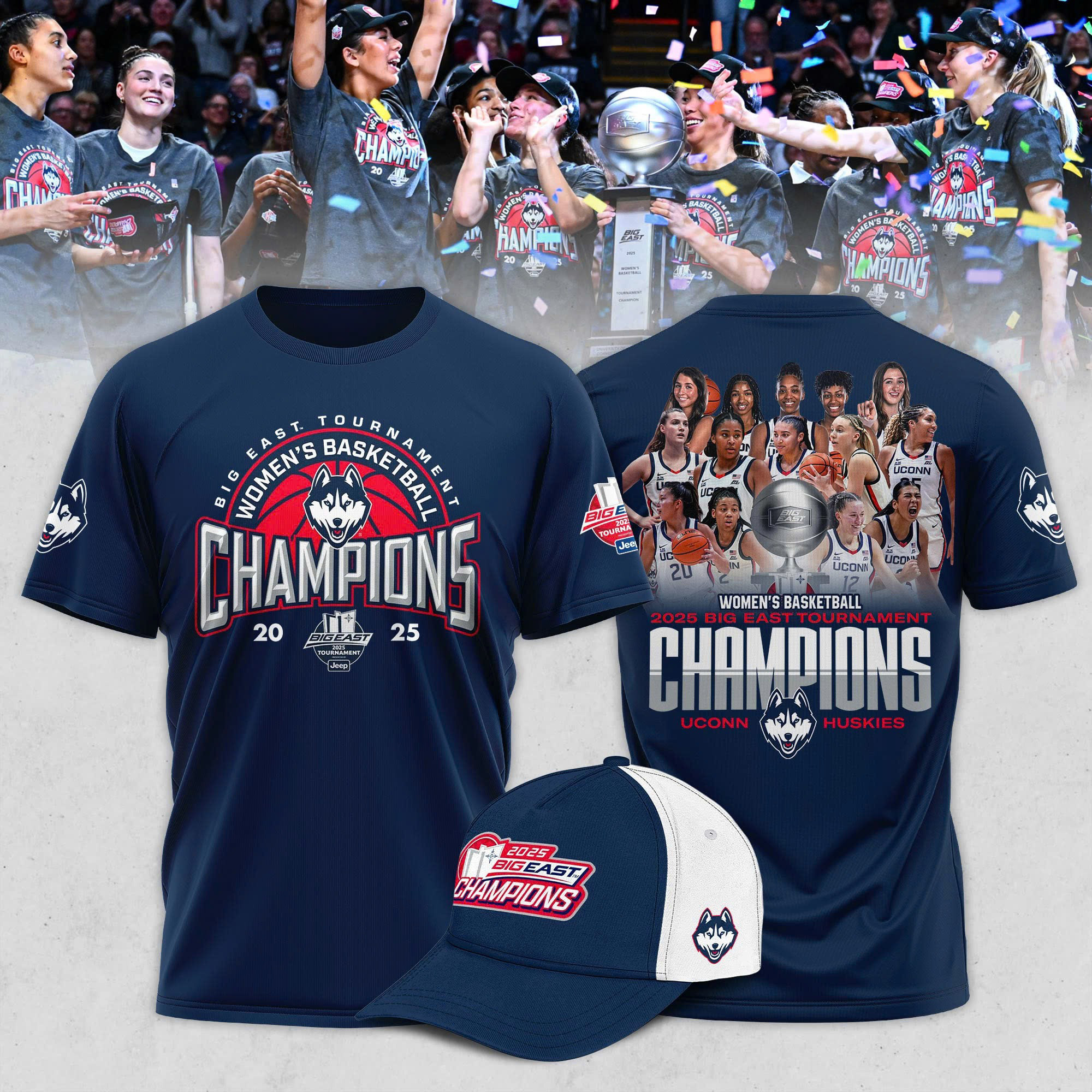 UConn Huskies 2025 BIG EAST Women's Basketball Conference Tournament Champions Shirt Him Gifts Oregontrailrvpk Shirt