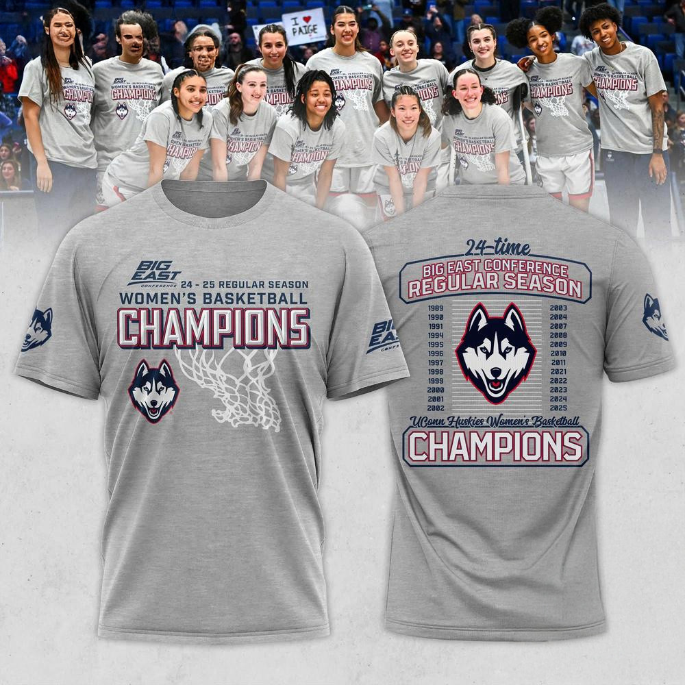 UConn Huskies 2025 Big East Women's Basketball Regular Season Champions Shirt Oregontrailrvpk Shirt
