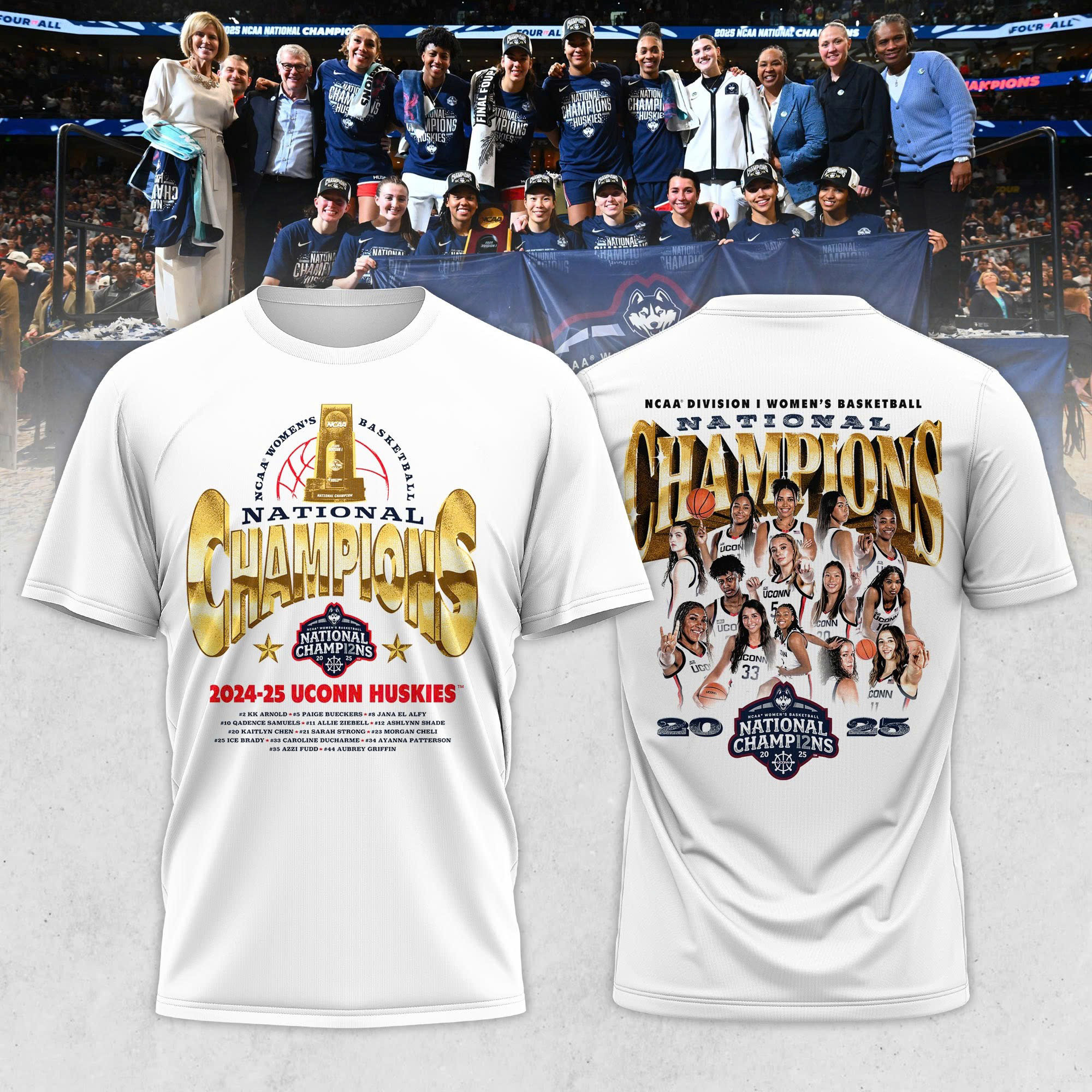 UConn Huskies 2025 NCAA Women's Basketball National Champions Gold Shirt Gifts For Him Oregontrailrvpk Shirt