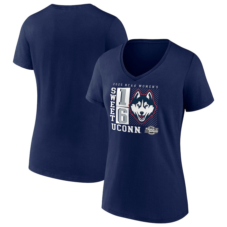UConn Huskies 2025 NCAA Women's Basketball Sweet 16 V-Neck Shirt March Madness Merch Oregontrailrvpk Shirt