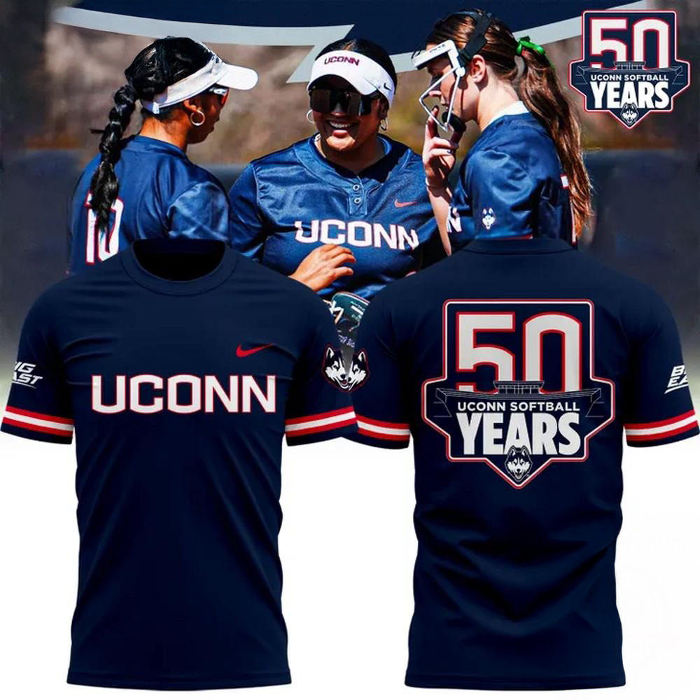 UConn Huskies Softball 50 Years 2025 T-Shirt For Softball Lovers Oregontrailrvpk Shirt