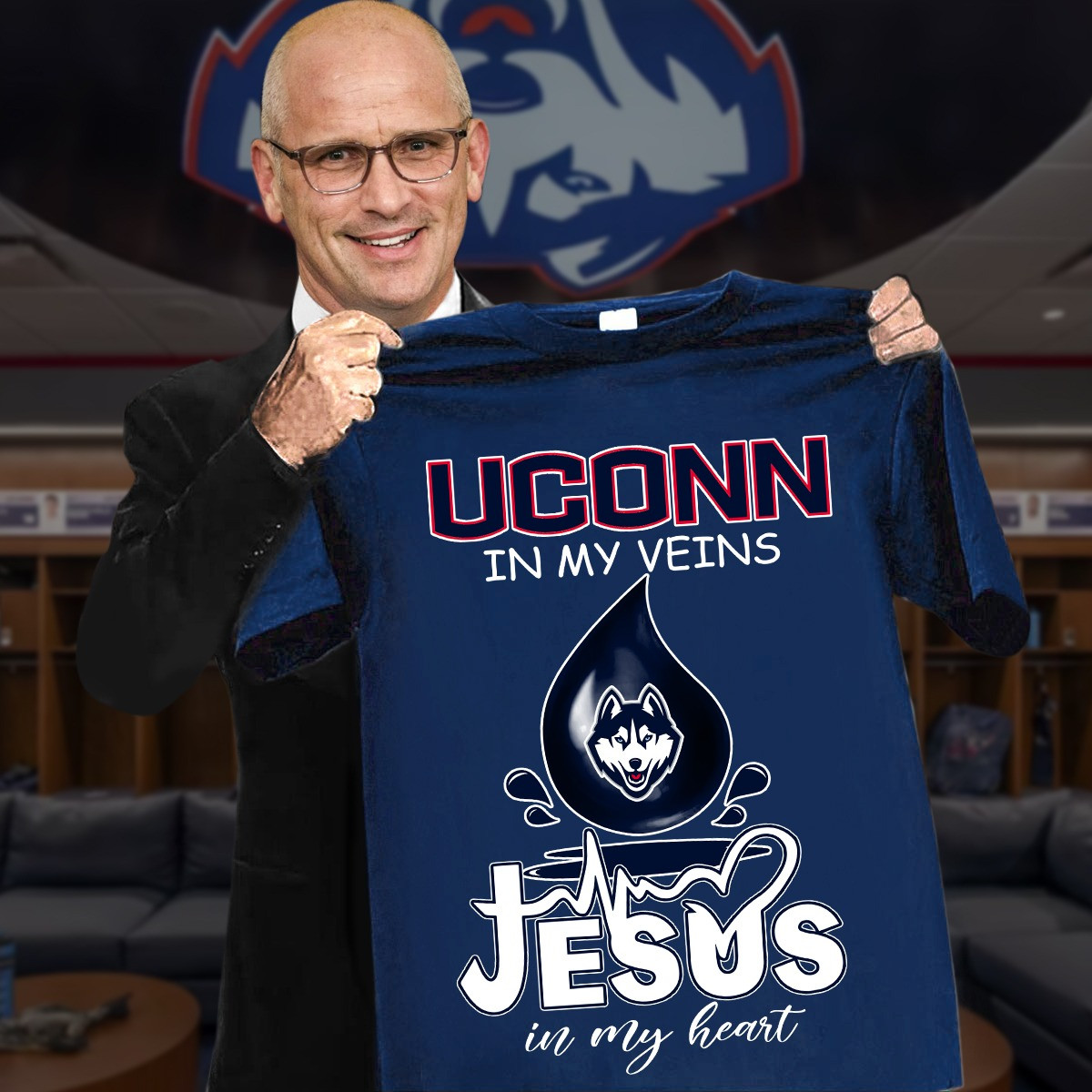 Uconn In My Veins Jesus In My Heart T-Shirt Merch Best Gifts For Uconn Huskies Fans Oregontrailrvpk Shirt