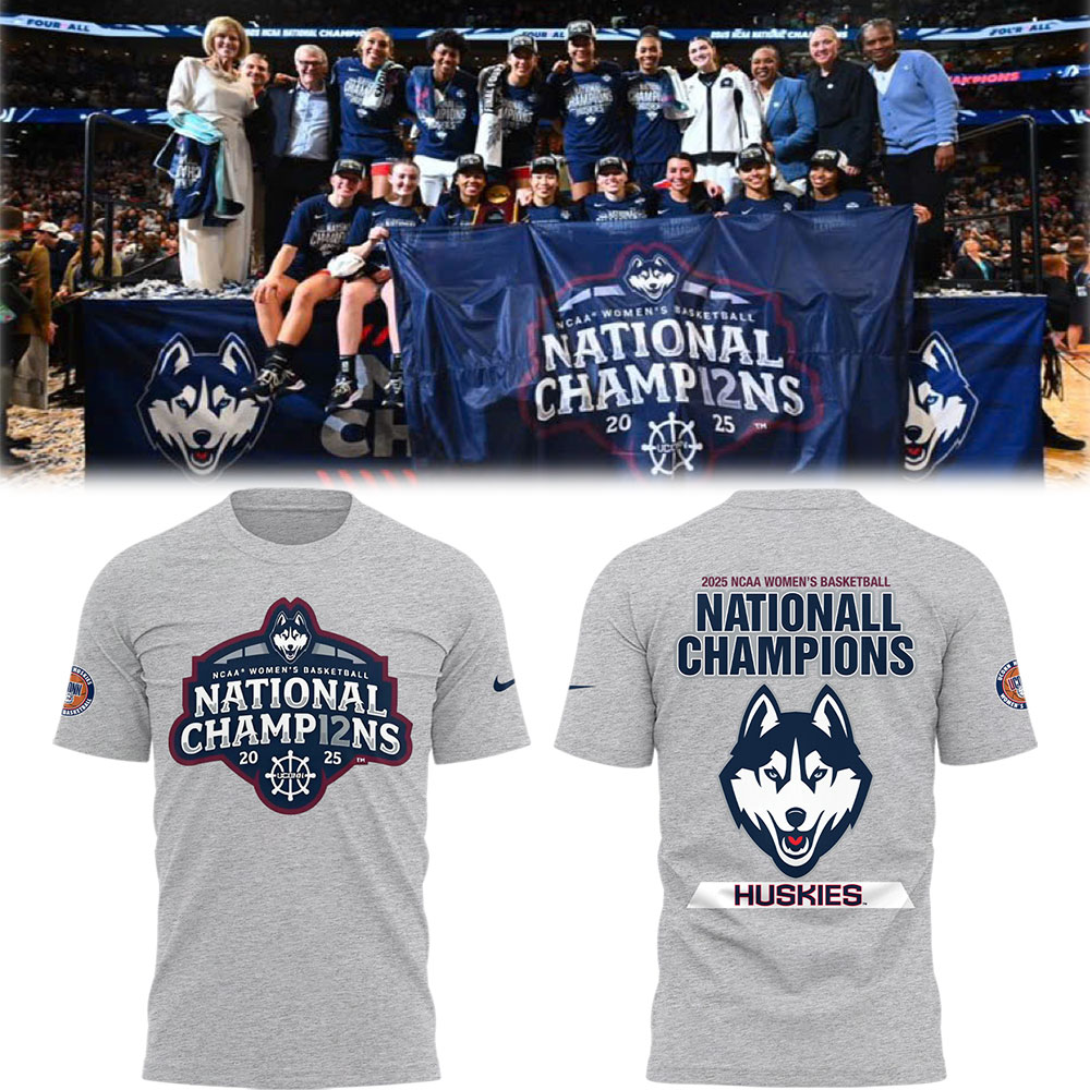 UConn WBB 2025 National Champions Grey T-Shirt For Basketball Teammates Oregontrailrvpk Shirt