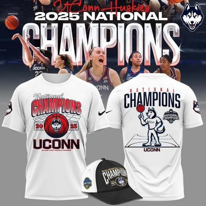 Uconn Women's Basketball National Champions 2025 Shirt With Hat Uconn Huskies Fan Gear Merch Oregontrailrvpk Shirt