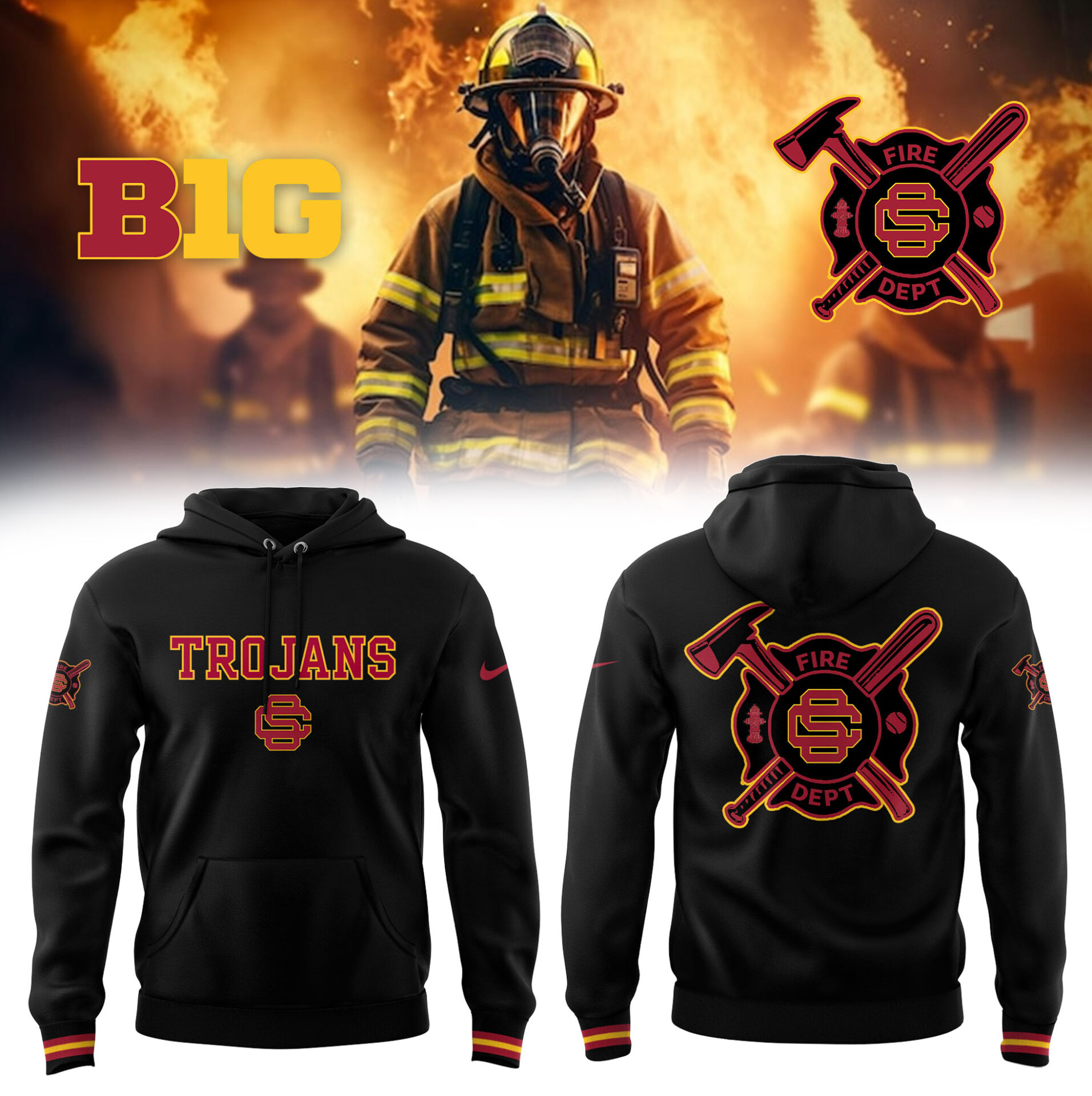 USC Trojans Baseball x Firefighter Appreciation Night Hoodie Gift Ideas For Baseball Players