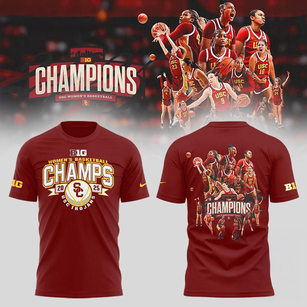 USC Trojans Women's Basketball 2025 Champions Team Graphics Design Red Shirt Oregontrailrvpk Shirt