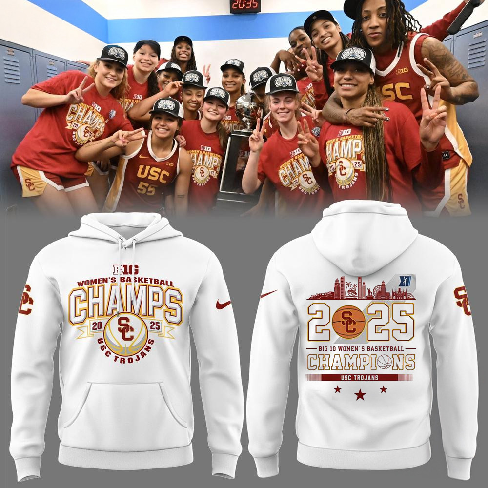 USC Trojans Women's Basketball 2025 Champions White Hoodie