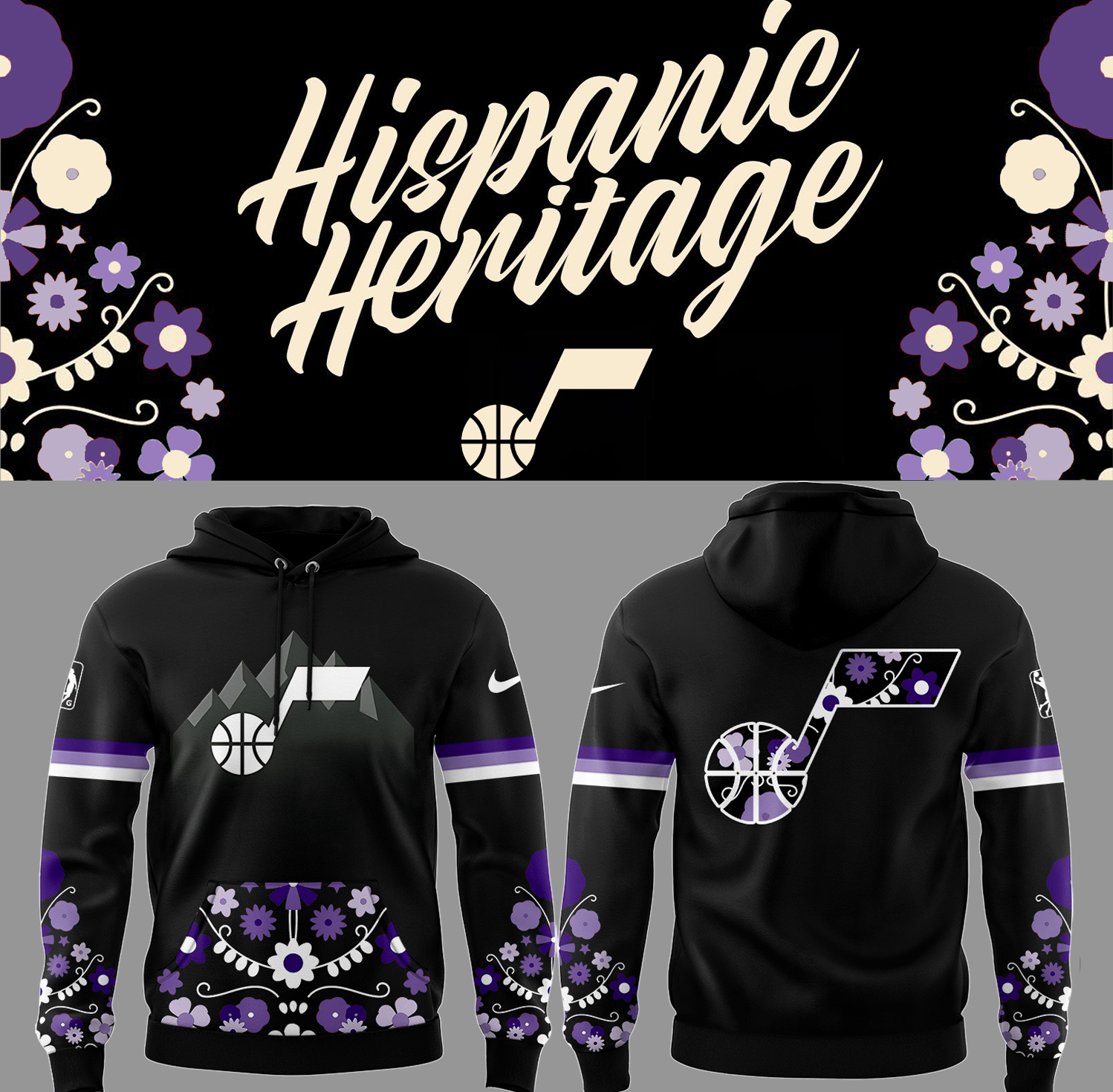 Utah Basketball Hispanic Heritage Night 2025 Black Hoodie Best Presents For Basketball Players