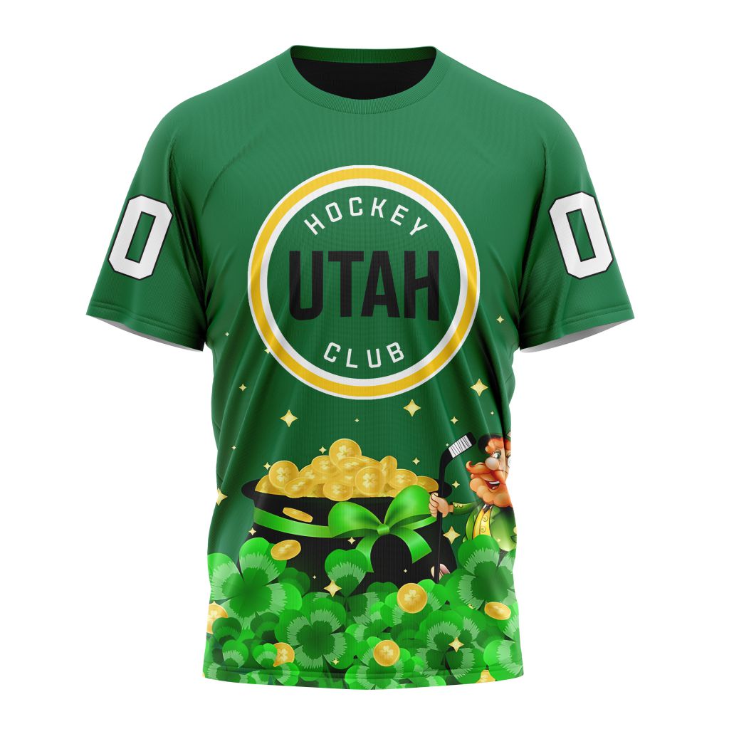 Utah Hockey Club Special Design For St.Patrick's Day Personalized Name And Number T-Shirt Oregontrailrvpk Shirt