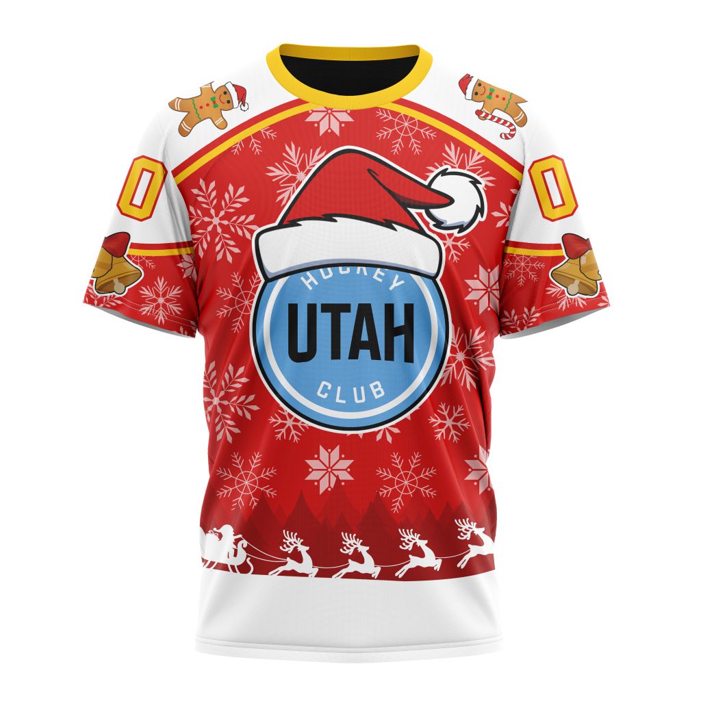 Utah Hockey Club Special Merry Christmas Design 02 Personalized Name And Number T-Shirt Oregontrailrvpk Shirt