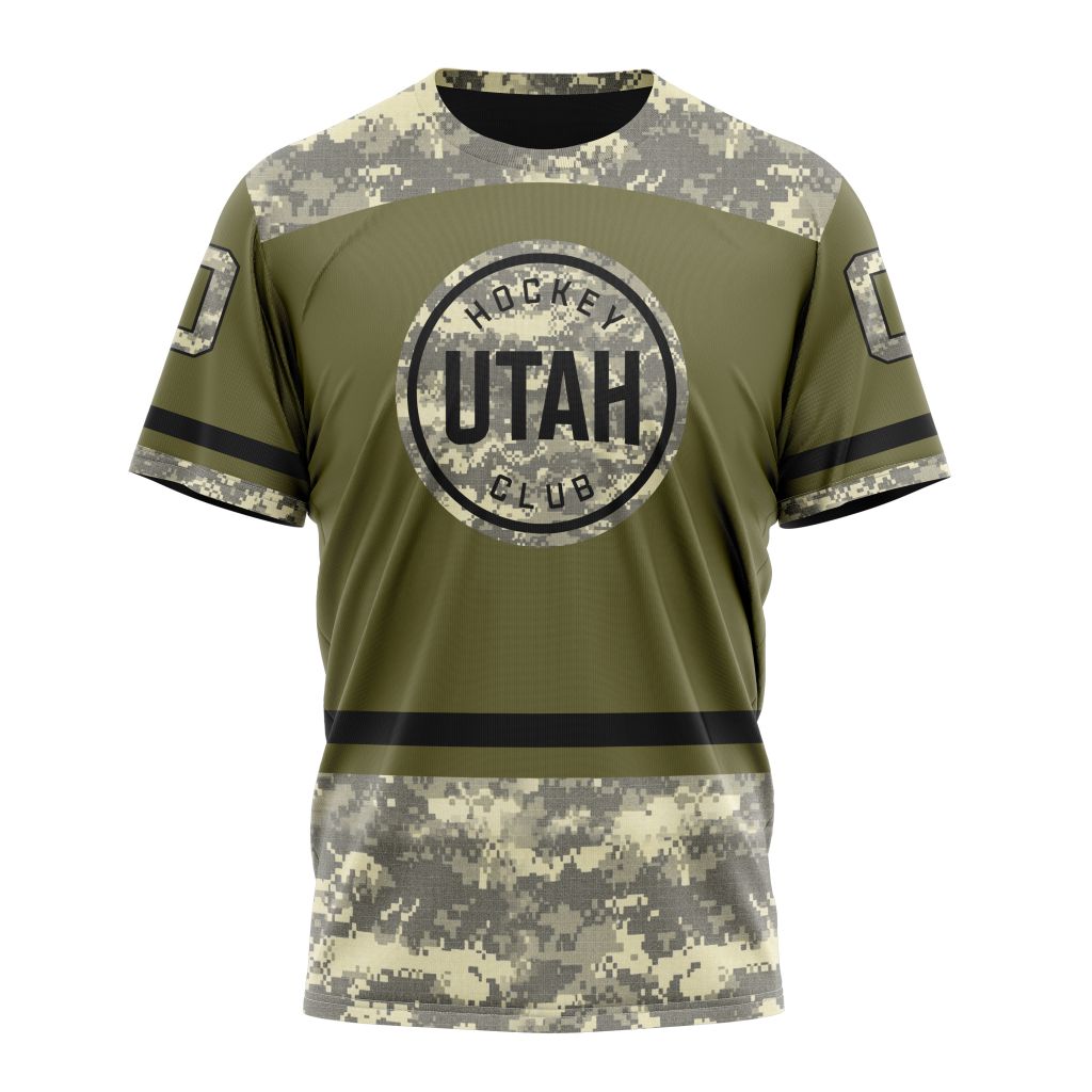 Utah Hockey Club Special Military Appreciation Design 04 Personalized Name And Number T-Shirt Oregontrailrvpk Shirt