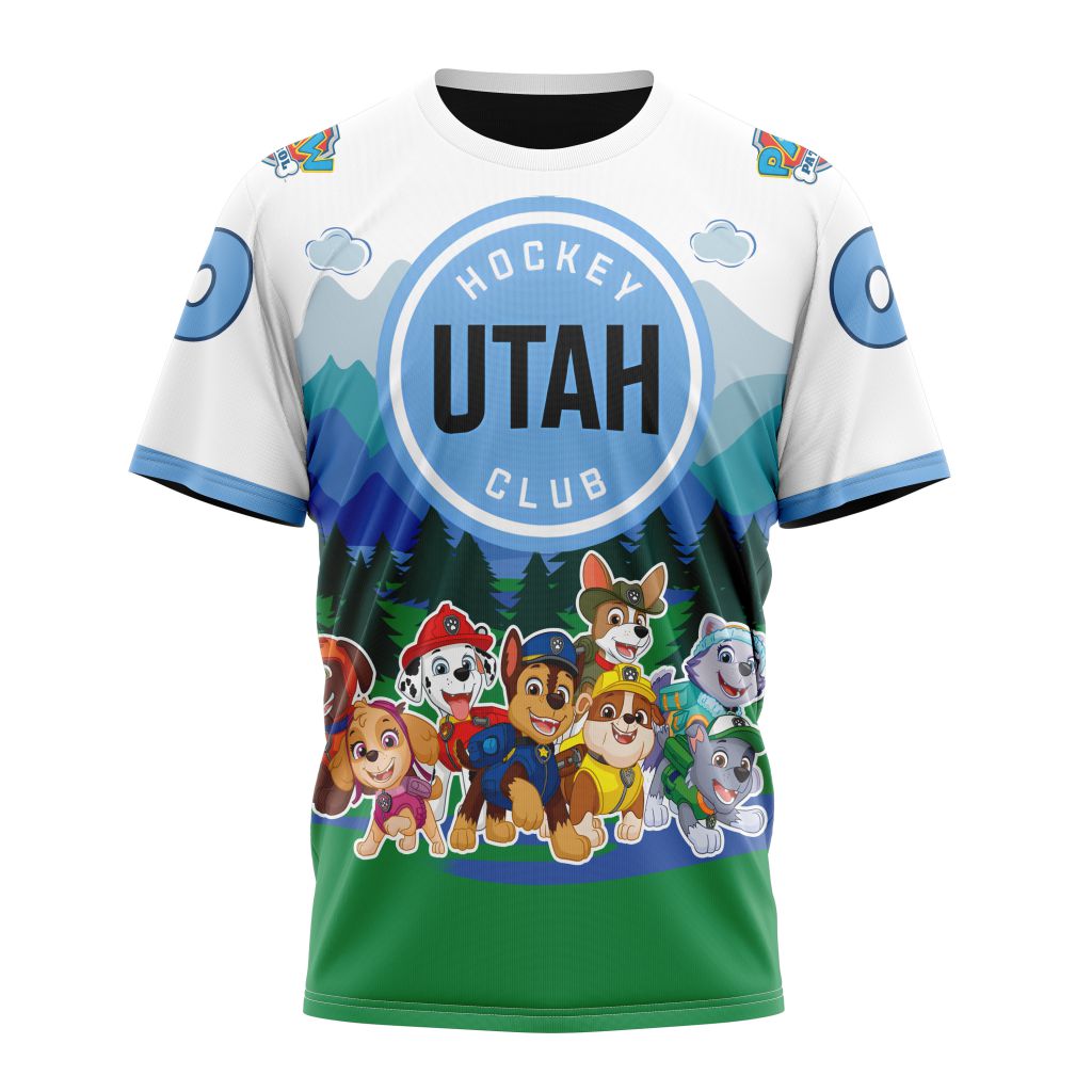 Utah Hockey Club Special Paw Patrol Design 01 Personalized Name And Number T-Shirt Oregontrailrvpk Shirt