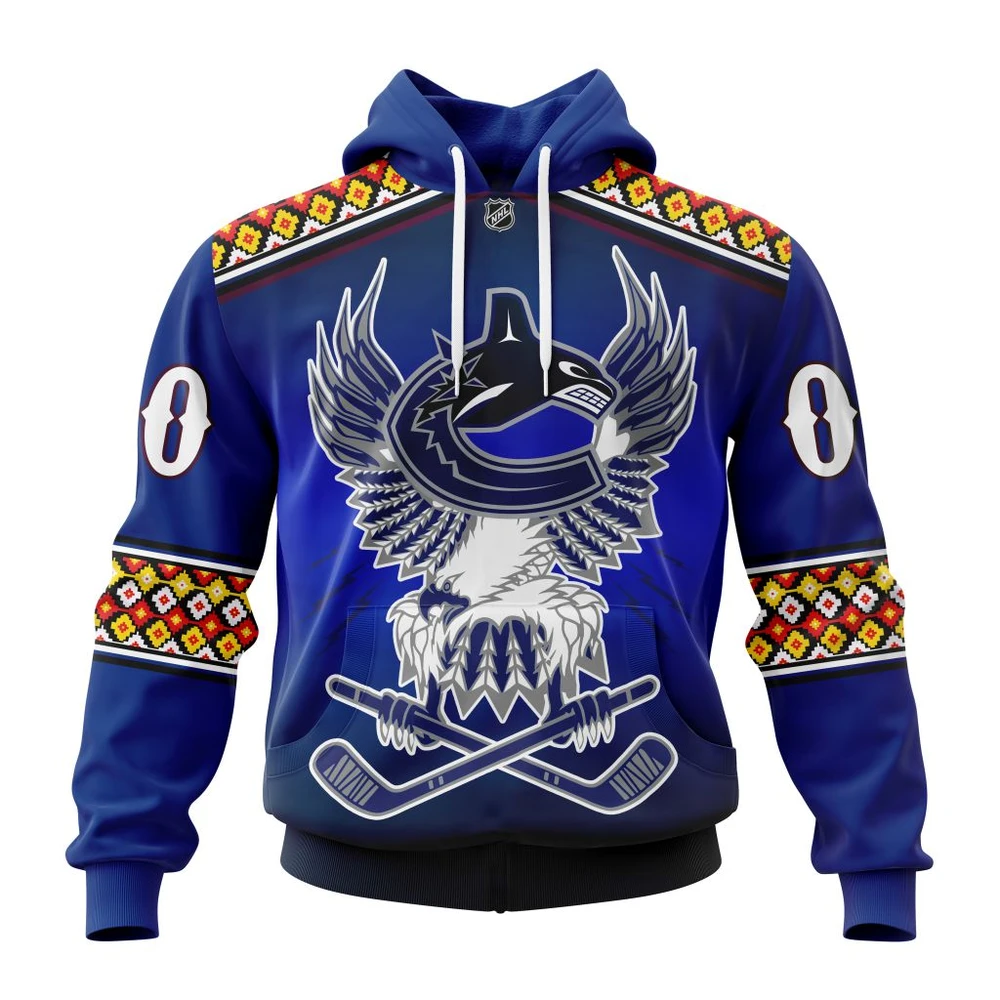 Vancouver Canucks Celebrate Indigenous Culture With Specialized Wasac Night All Over Print Hoodie Style 22316