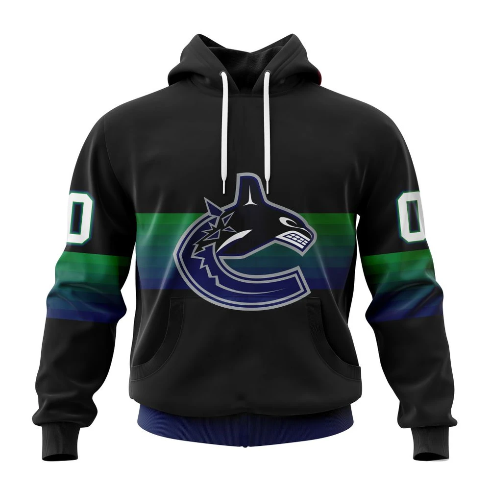 Vancouver Canucks Special Black And Gradient Design All Over Print Hoodie Style 90600