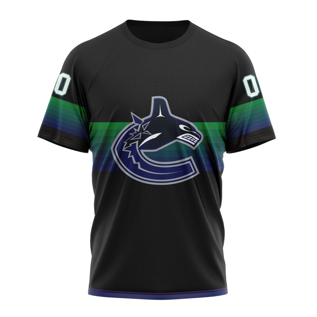 Vancouver Canucks Special Black And Gradient Design Personalized Name And Number T-Shirt Oregontrailrvpk Shirt