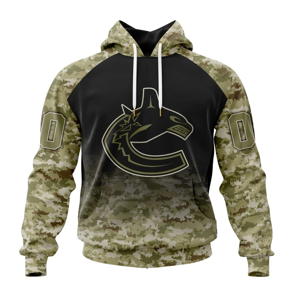 Vancouver Canucks Special Camo Design For Remembrance Day All Over Print Hoodie Style 62717