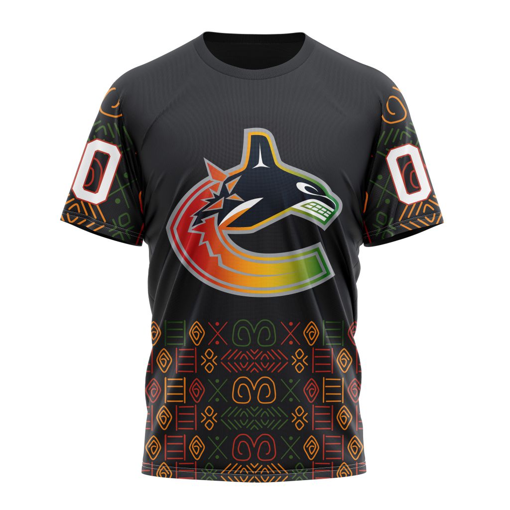 Vancouver Canucks Special Design For Black History Month 01 Personalized Name And Number T-Shirt Oregontrailrvpk Shirt