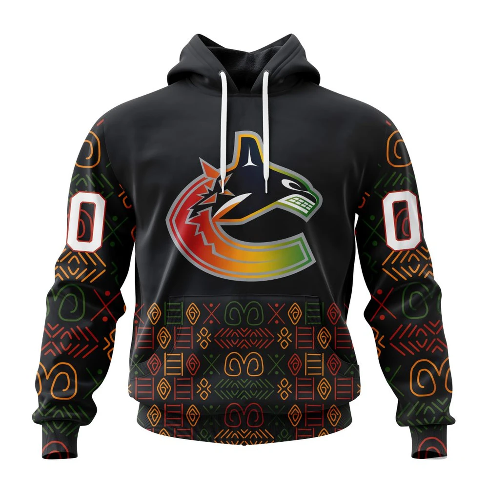 Vancouver Canucks Special Design For Black History Month All Over Print Hoodie Style 59997