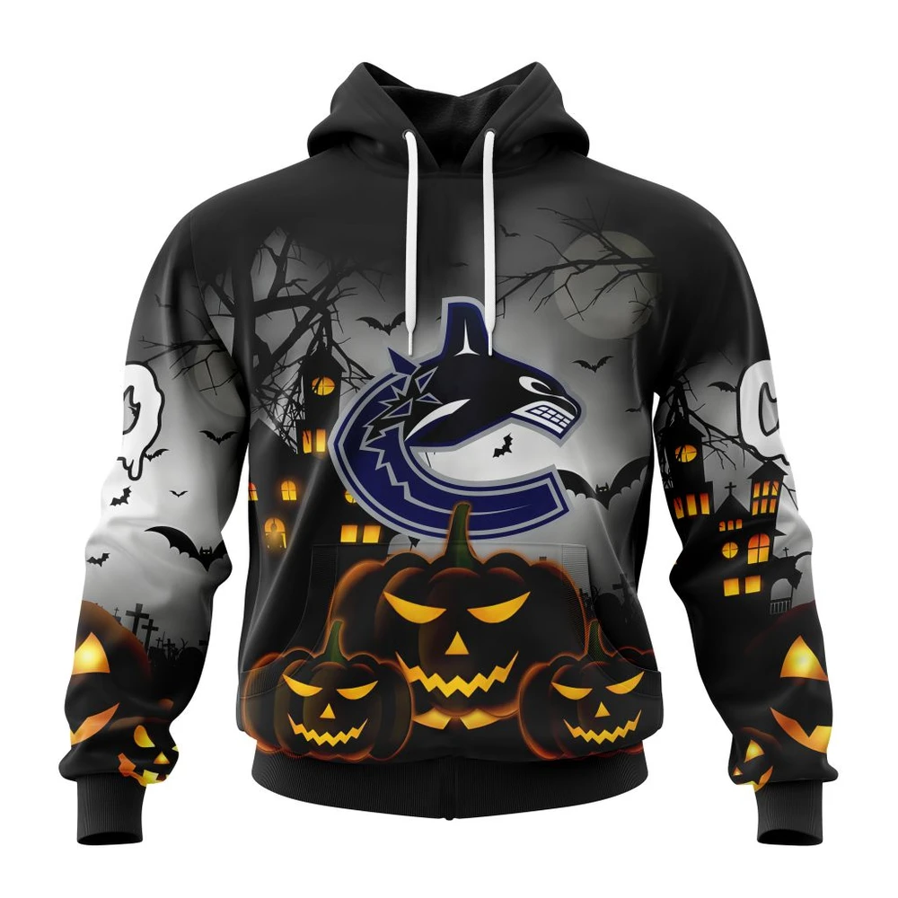 Vancouver Canucks Special Design For Halloween All Over Print Hoodie Style 17273