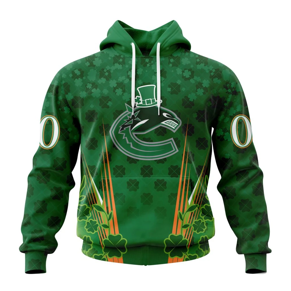 Vancouver Canucks Special Design For St. Patrick Day All Over Print Hoodie Style 35007