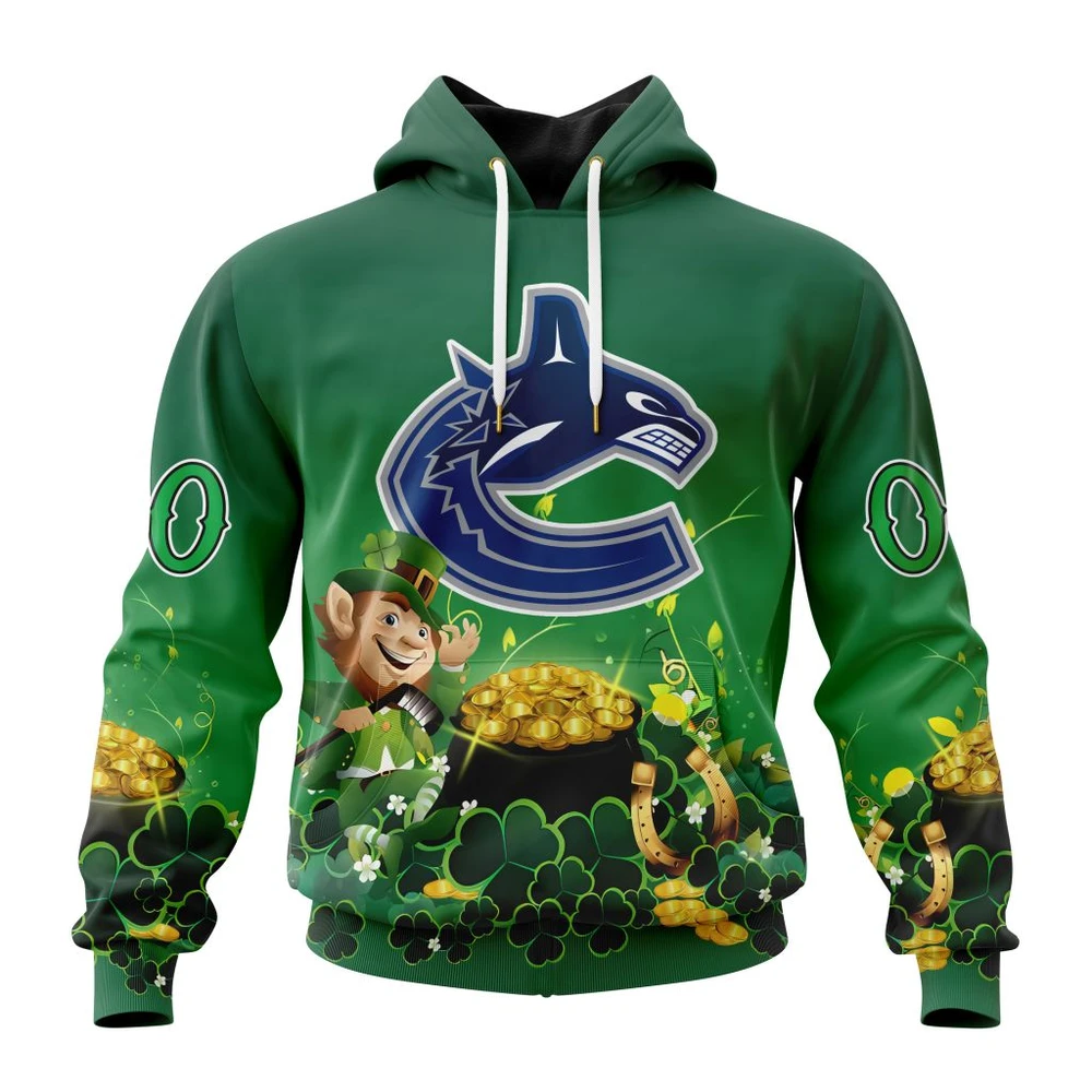 Vancouver Canucks Special Design For St. Patrick Day All Over Print Hoodie Style 73437