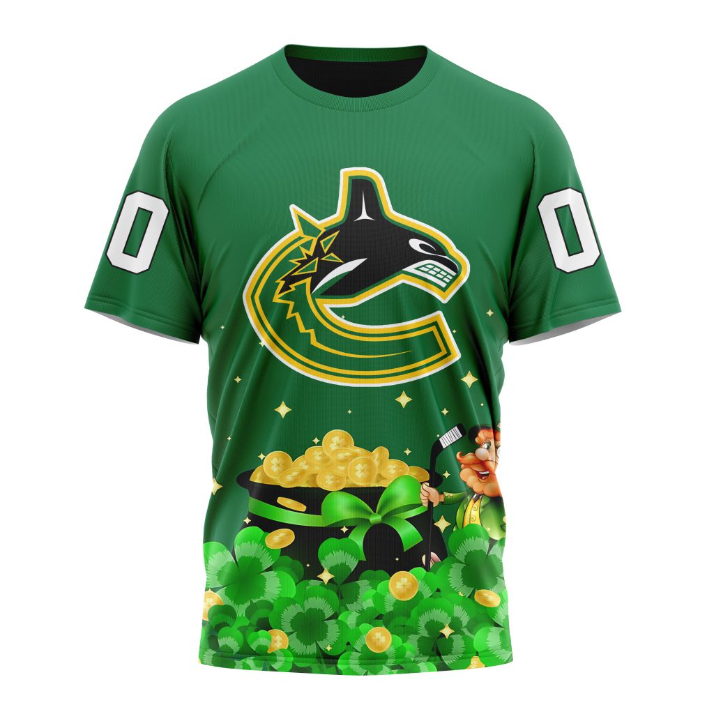 Vancouver Canucks Special Design For St.Patrick's Day Personalized Name And Number T-Shirt Oregontrailrvpk Shirt