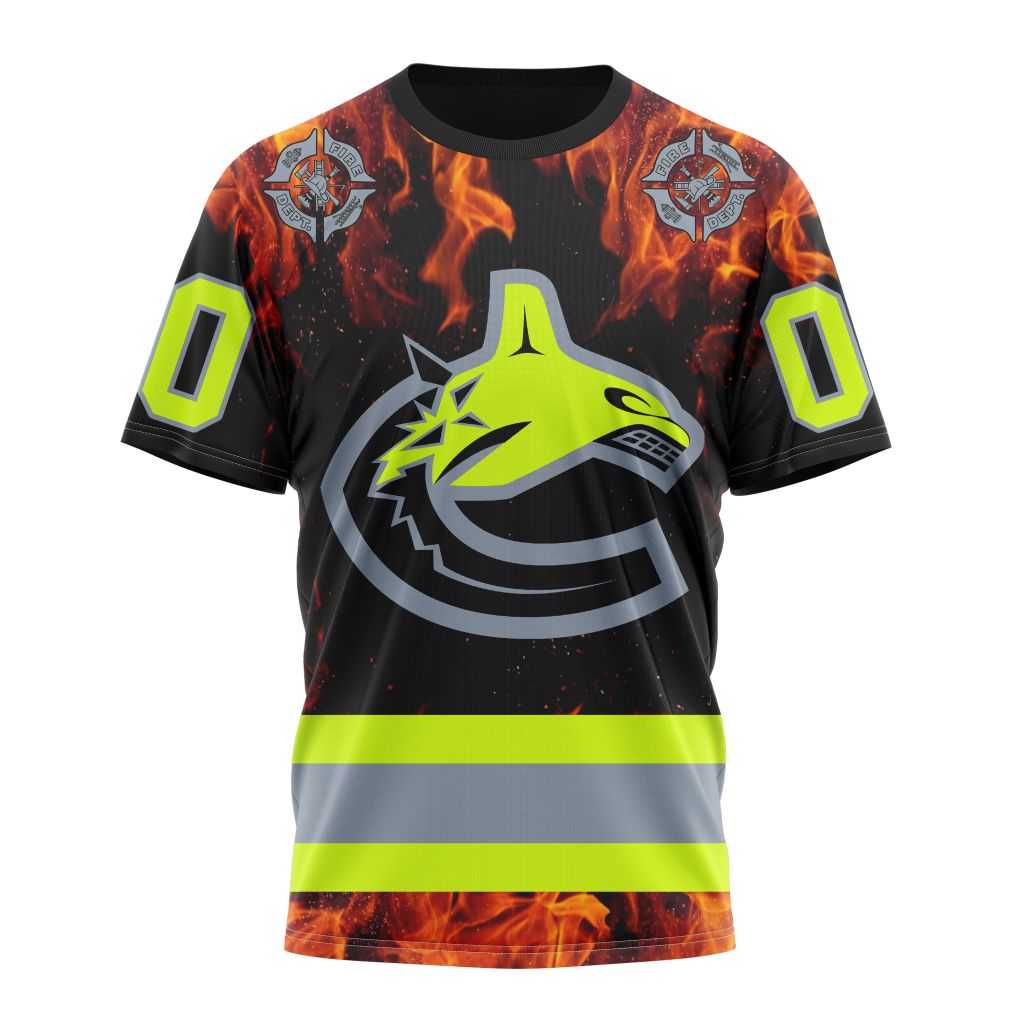 Vancouver Canucks Special Design Honoring Firefighters 01 Personalized Name And Number T-Shirt Oregontrailrvpk Shirt