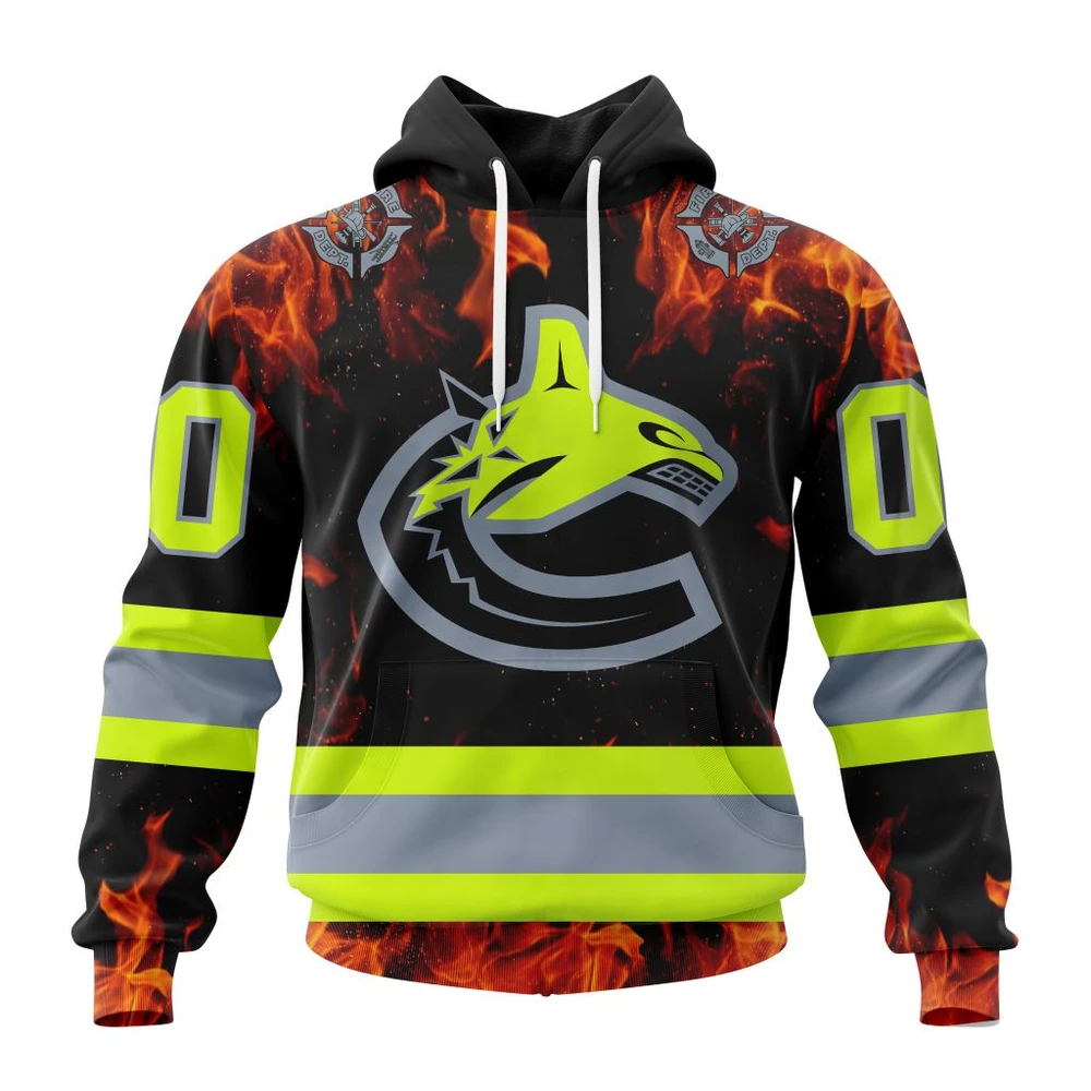 Vancouver Canucks Special Design Honoring Firefighters All Over Print Hoodie Style 24105