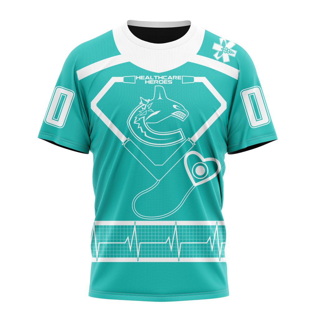 Vancouver Canucks Special Design Honoring Healthcare Heroes Personalized Name And Number T-Shirt Oregontrailrvpk Shirt