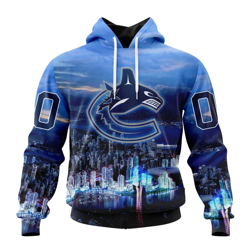 Vancouver Canucks Special Design With City Skyline All Over Print Hoodie Style 82799