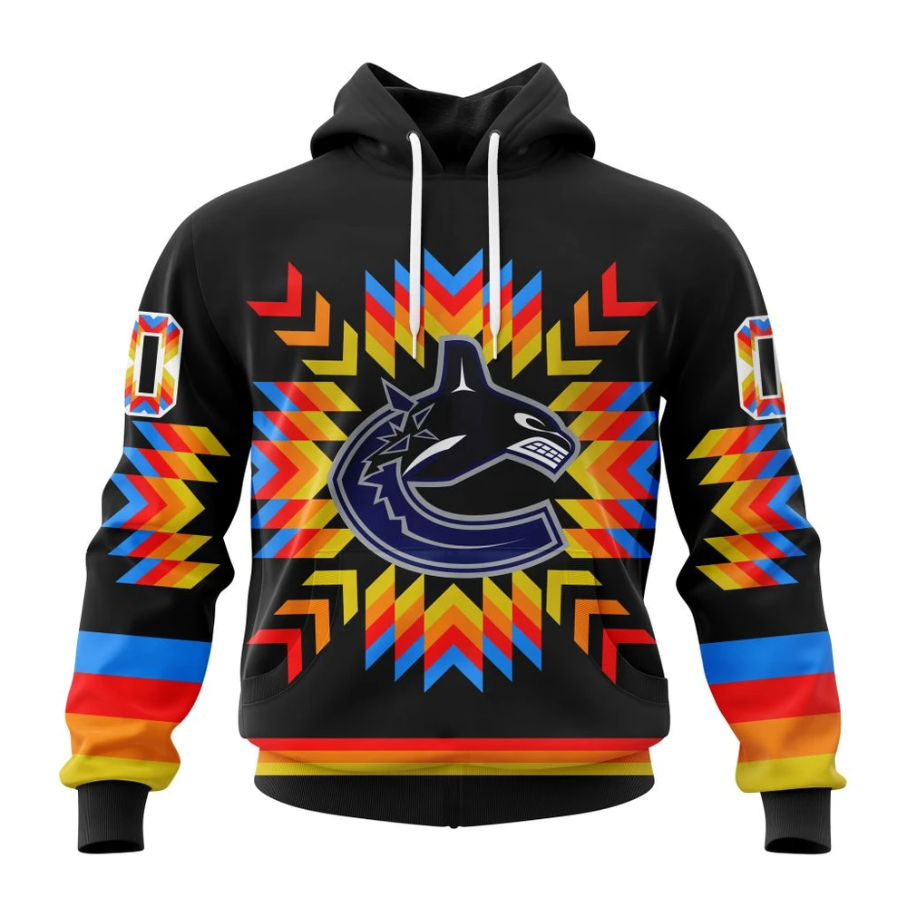 Vancouver Canucks Special Design With Native Pattern All Over Print Hoodie Style 45489