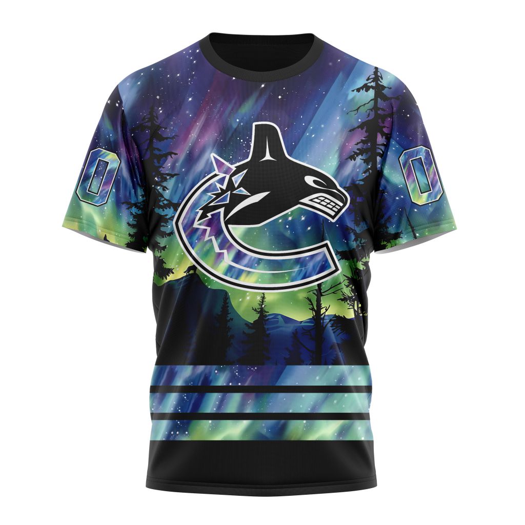Vancouver Canucks Special Design With Northern Lights 01 Personalized Name And Number T-Shirt Oregontrailrvpk Shirt