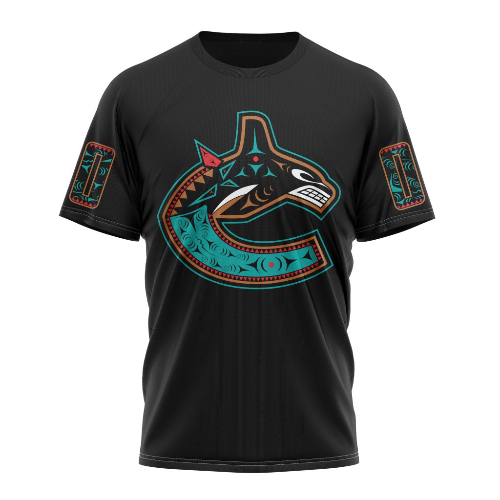 Vancouver Canucks Special First Nation Design Kits Personalized Name And Number T-Shirt Oregontrailrvpk Shirt