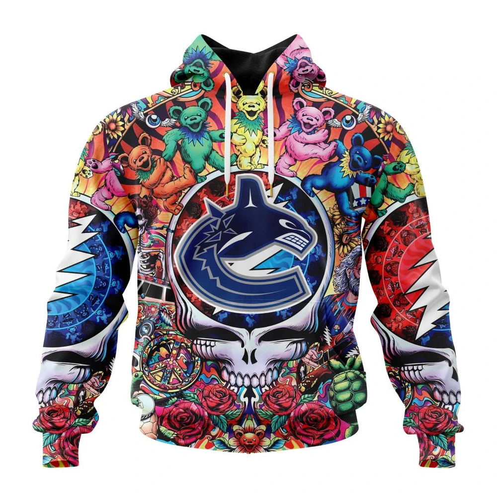 Vancouver Canucks Special Grateful Dead Design All Over Print Hoodie Style 29448