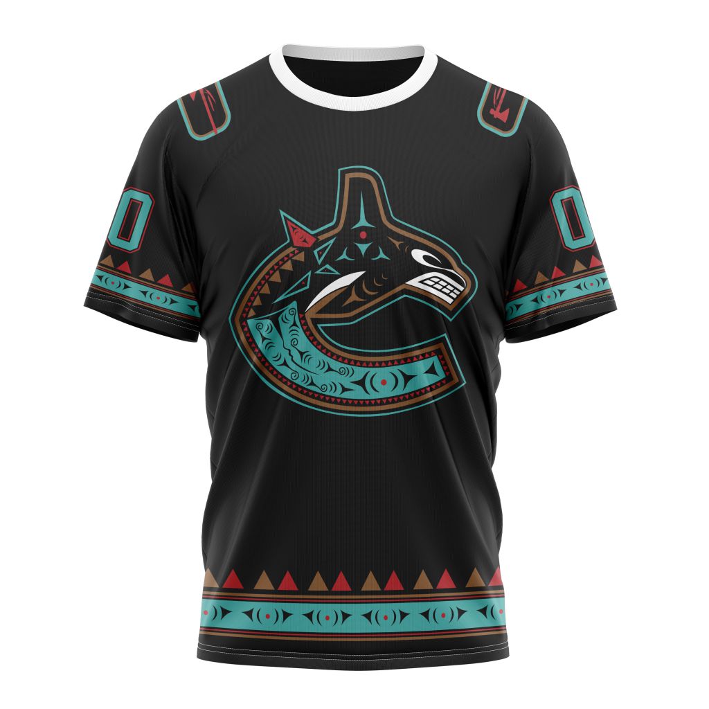 Vancouver Canucks Special Indigenous Design Personalized Name And Number T-Shirt Oregontrailrvpk Shirt