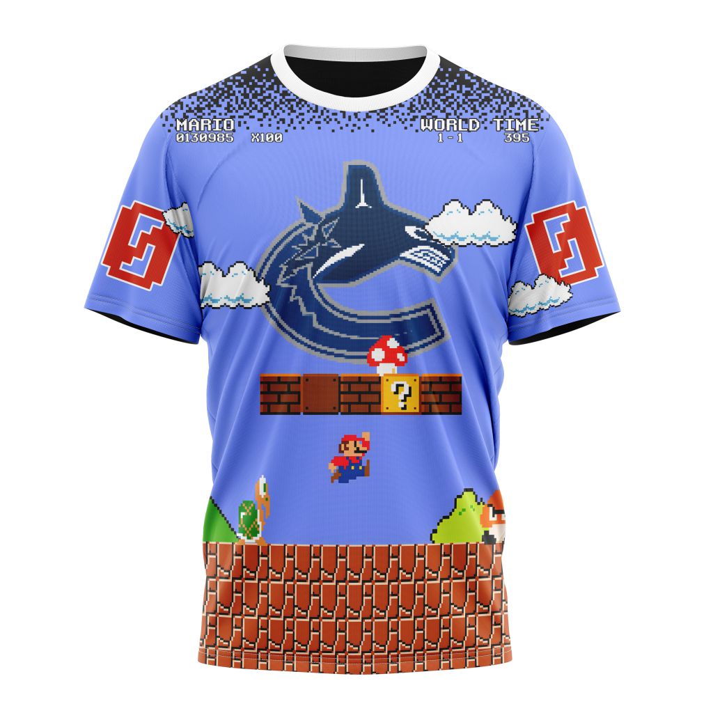 Vancouver Canucks Special Kits With Super Mario Game Design Personalized Name And Number T-Shirt Oregontrailrvpk Shirt