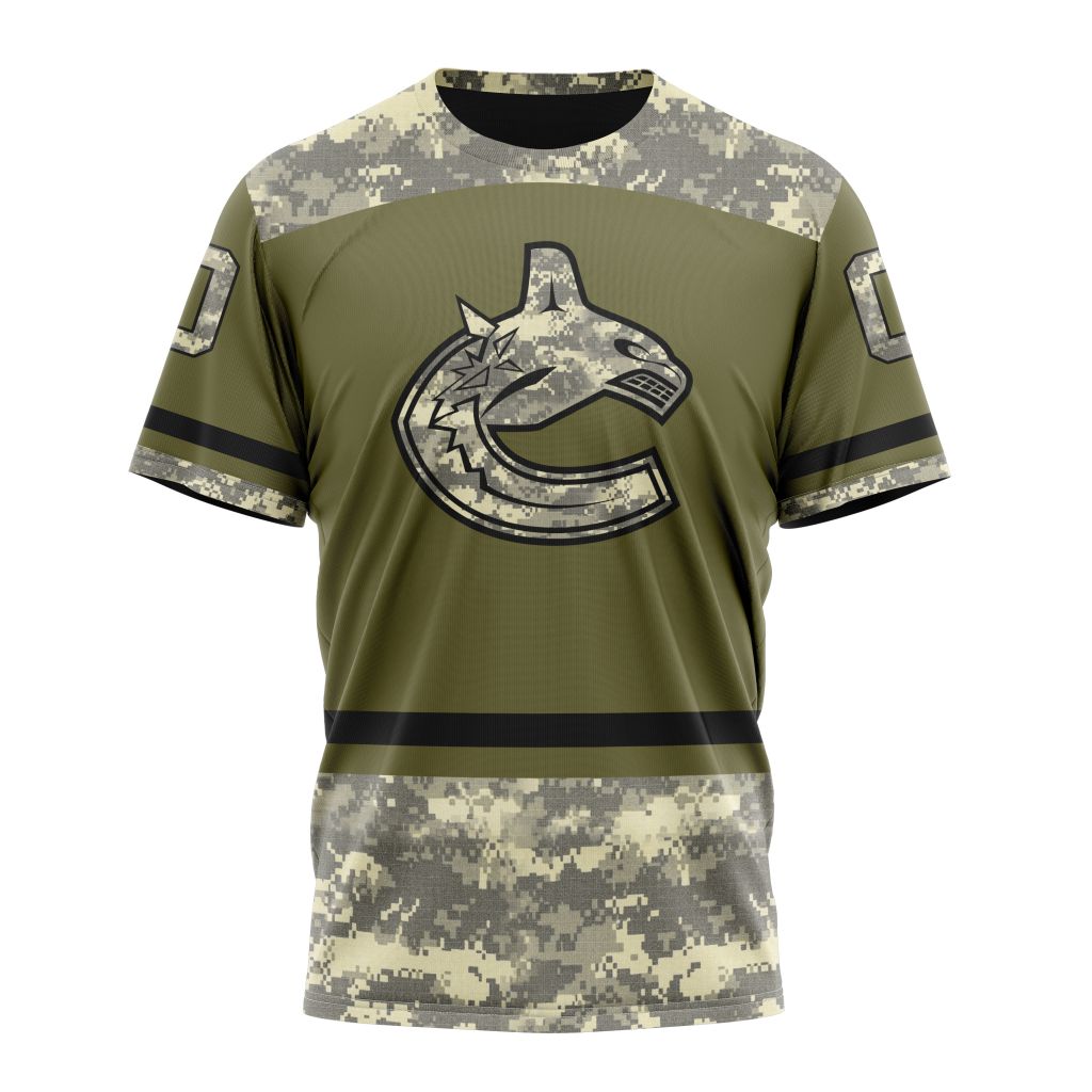 Vancouver Canucks Special Military Appreciation Design 04 Personalized Name And Number T-Shirt Oregontrailrvpk Shirt
