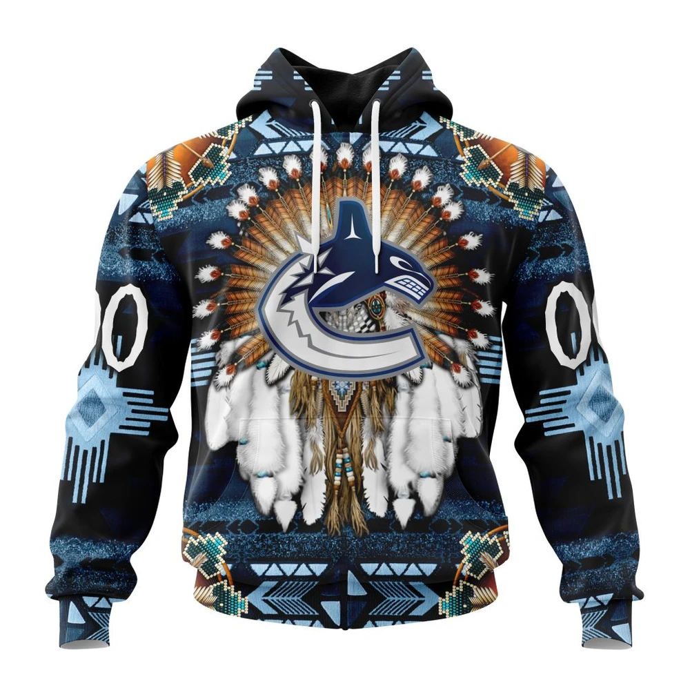 Vancouver Canucks Special Native Costume Design All Over Print Hoodie Style 39436
