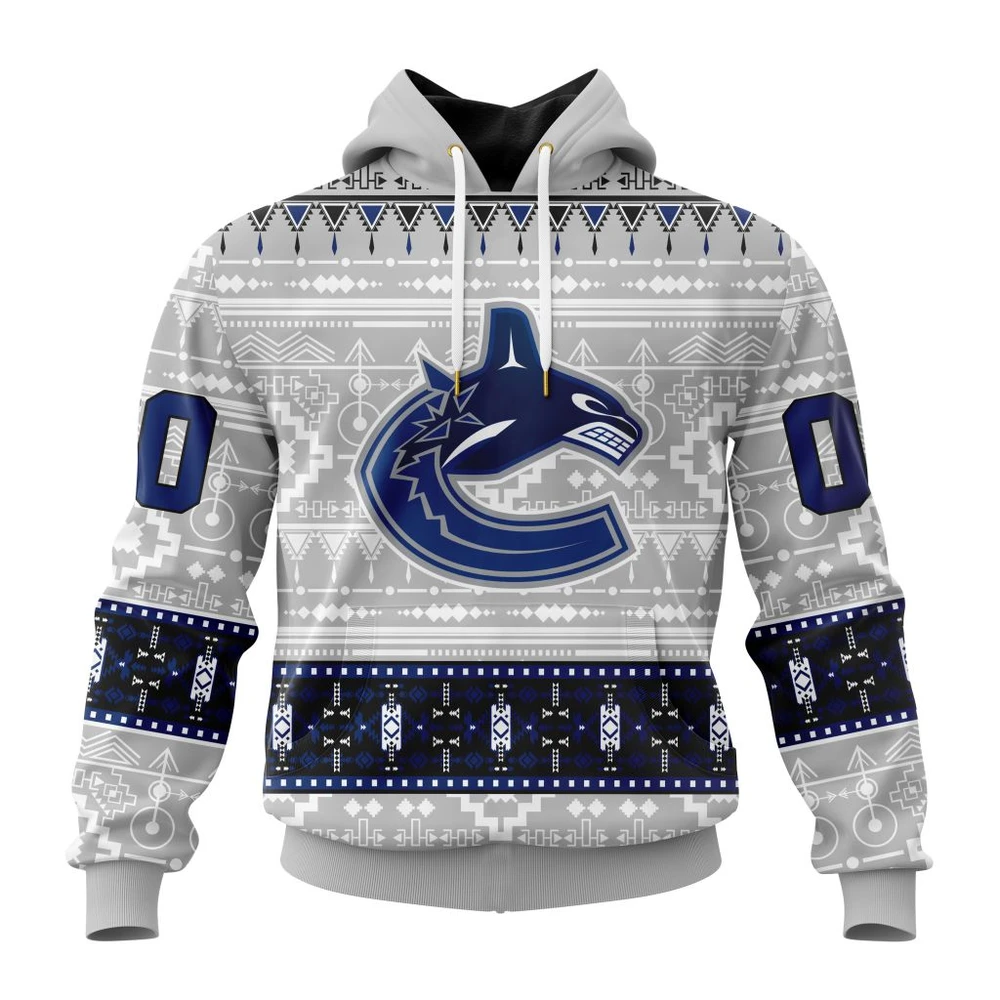 Vancouver Canucks Special Native Design All Over Print Hoodie Style 47531