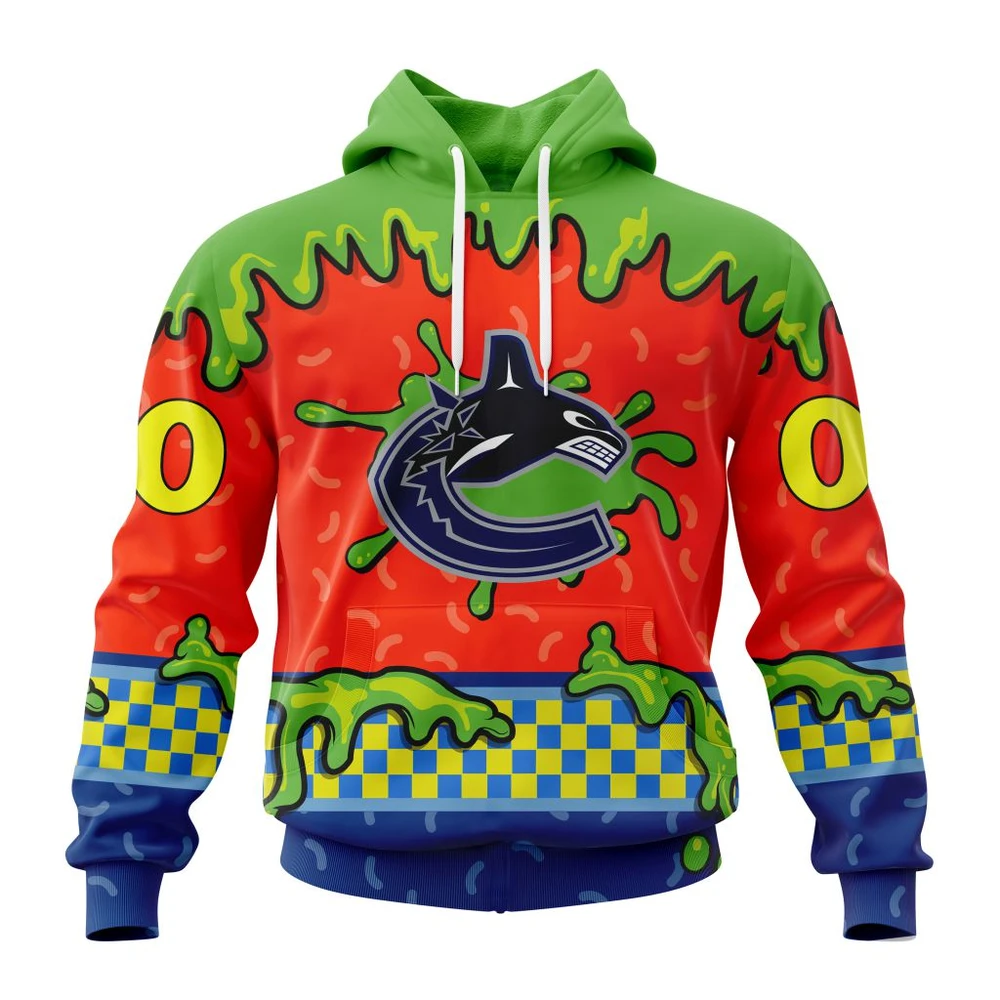 Vancouver Canucks Special Nickelodeon Design All Over Print Hoodie Style 61601