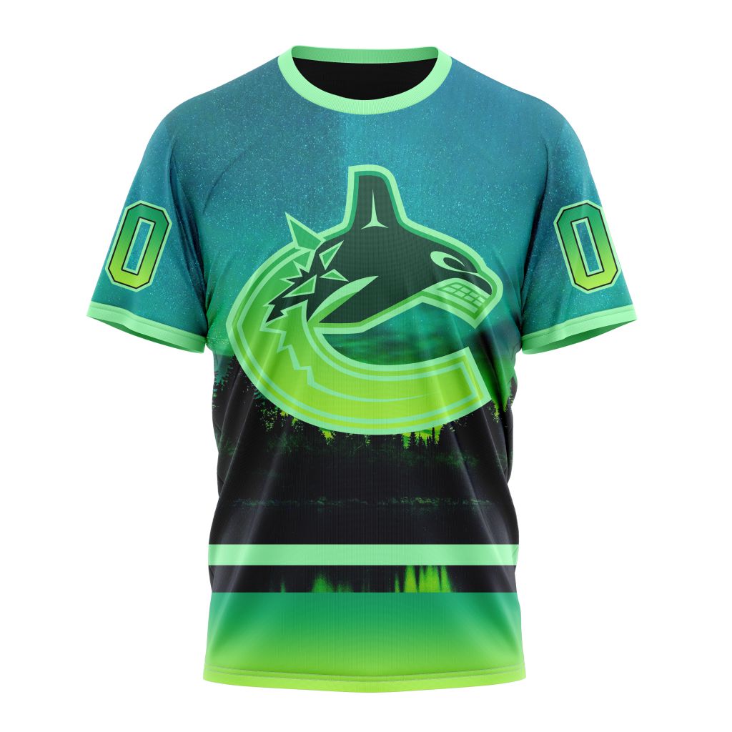 Vancouver Canucks Special Northern Light Design Personalized Name And Number T-Shirt Oregontrailrvpk Shirt