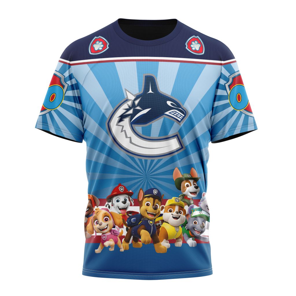 Vancouver Canucks Special Paw Patrol Kits Personalized Name And Number T-Shirt Oregontrailrvpk Shirt