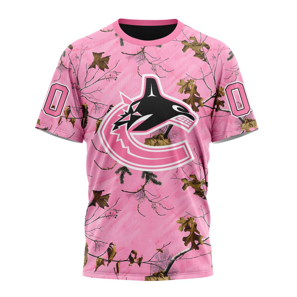 Vancouver Canucks Special Realtree Pink Camouflage Design 01 Personalized Name And Number T-Shirt Oregontrailrvpk Shirt