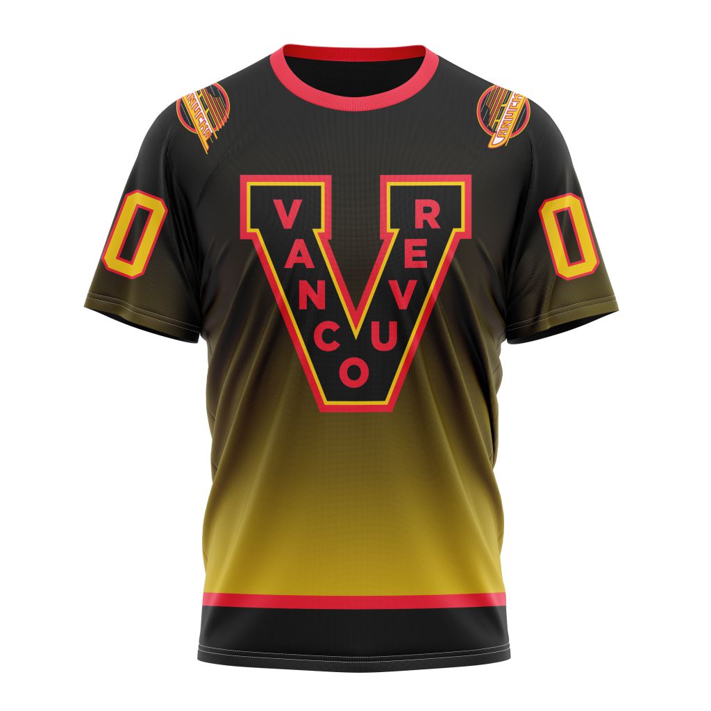 Vancouver Canucks Special Retro Gradient Design Personalized Name And Number T-Shirt Oregontrailrvpk Shirt