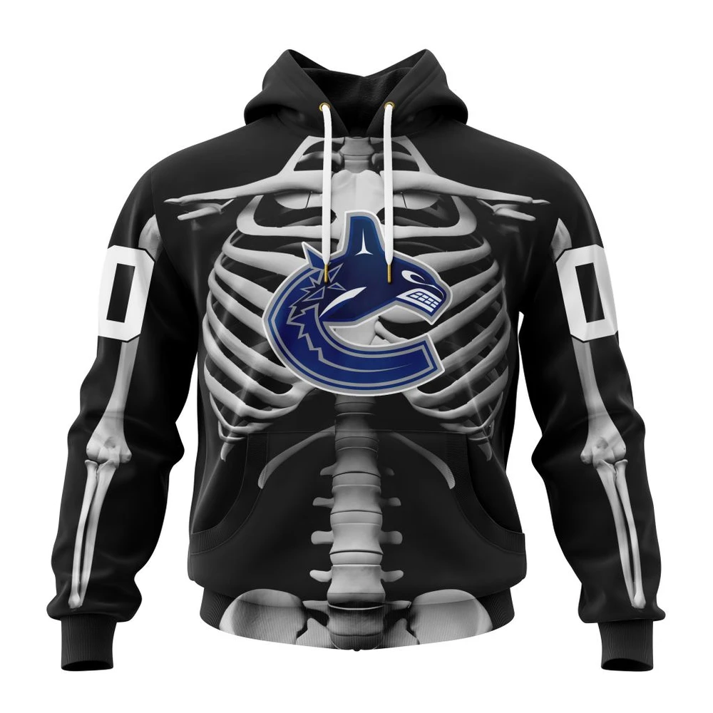 Vancouver Canucks Special Skeleton Costume For Halloween All Over Print Hoodie Style 40189