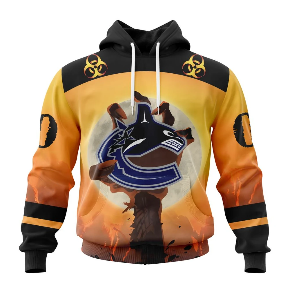 Vancouver Canucks Special Zombie Design For Halloween All Over Print Hoodie Style 11757
