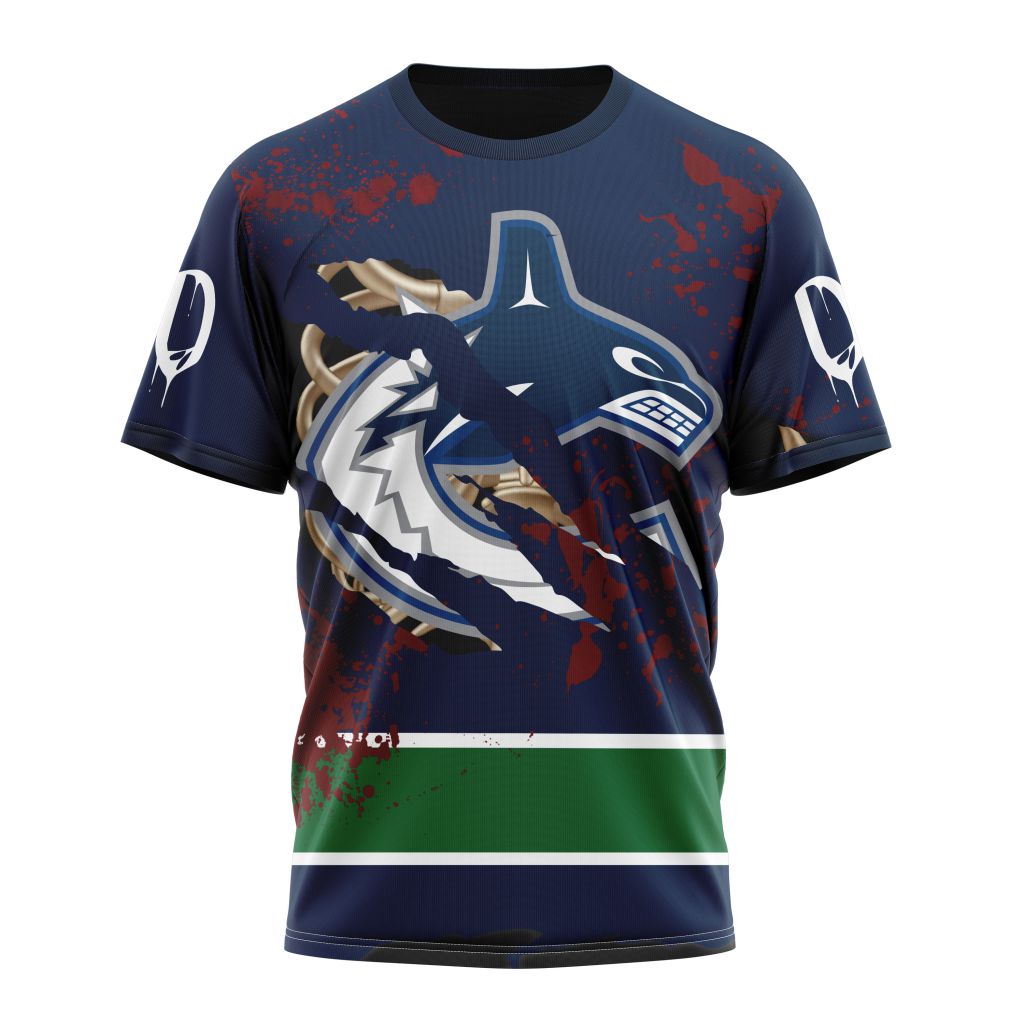 Vancouver Canucks Specialized Design Jersey With Your Ribs For Halloween Personalized Name And Number T-Shirt Oregontrailrvpk Shirt