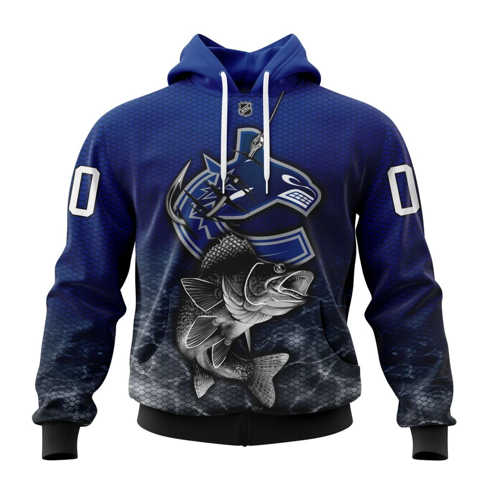 Vancouver Canucks Specialized Fishing All Over Print Hoodie Style 26426