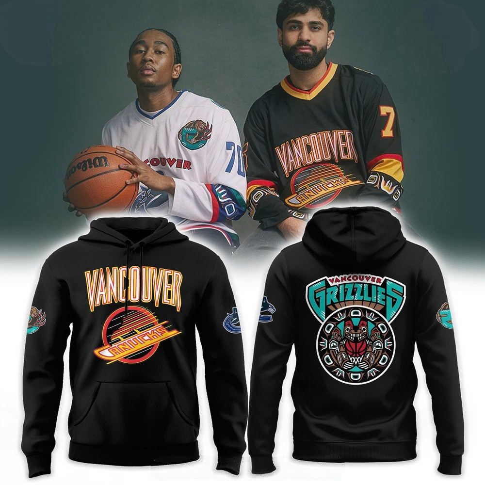 Vancouver Canucks x Grizzlies Black Skate Hoodie Gift Ideas For Hockey Lovers